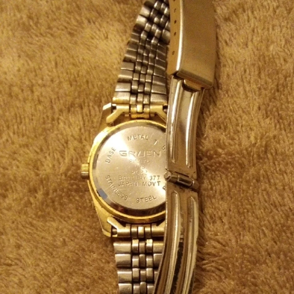 Gruen Women's Gold and Silver Watch with Red Details